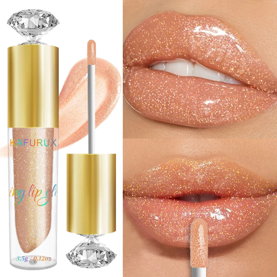 KAFURUX Diamond Glitter Lip Gloss – 9 Shades, Moisturizing