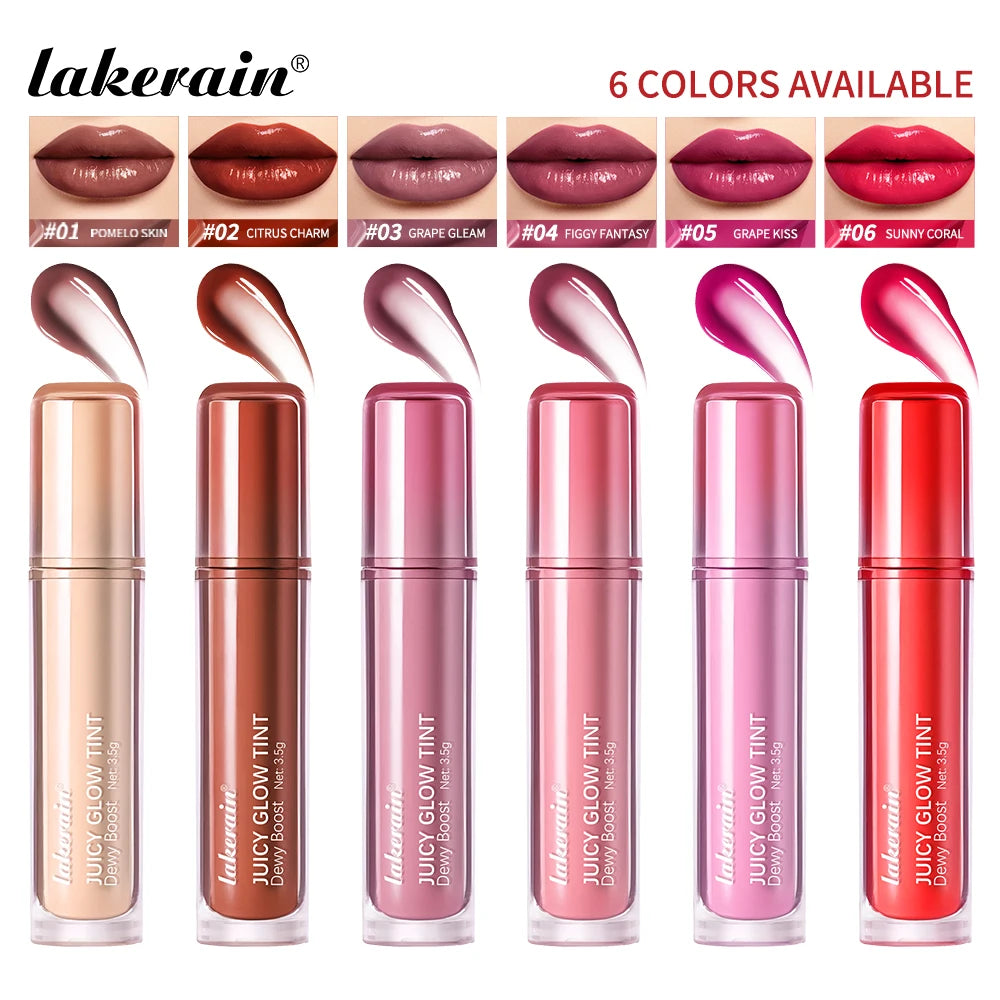 Lakerain Juicy Glow Tint Long-Lasting Mirror Shine Smooth Radiant Lip Tint Deep Moisturizing Brightening Juicy Glow Lipstick Oasis Select