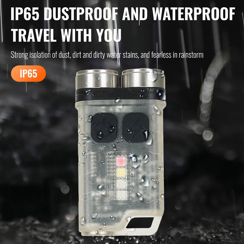 Multifunctional Mini V3 EDC Keychain Flashlight Super Bright Portable Waterproof LED Torch Type-C Rechargeable Pocket Lantern Oasis Select