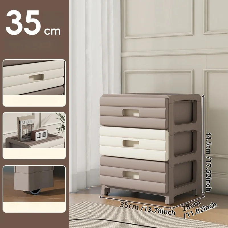 13.78 Inch Wide Drawer Storage Cabinet,3-6 Tier Rolling Mobile Organizer with Wheels,Gray/Brown Options for Living Room/Bedroom Oasis Select 3 Layers-Brown