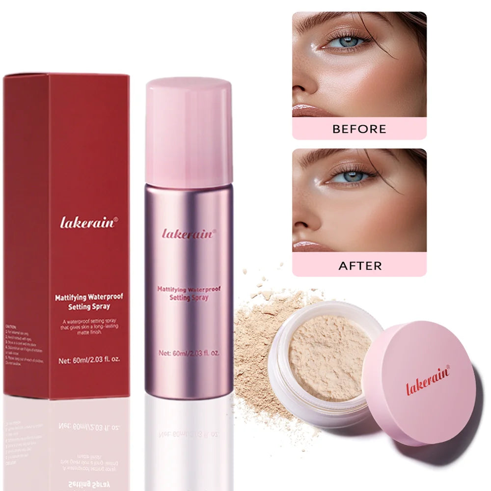 Matte Setting Powder & Spray Set – Oil Control, Waterproof