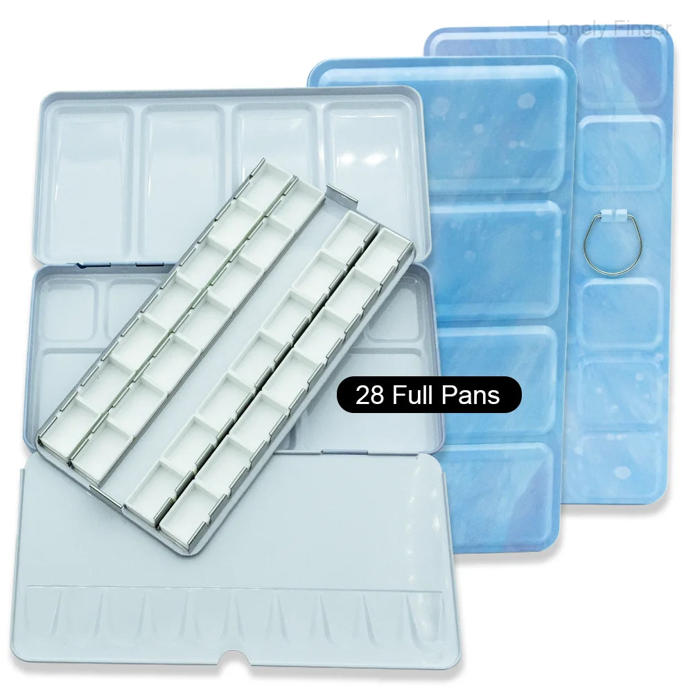Empty Travel Watercolor Palette, Watercolor Tin Box Palette with 52/28 Plastic Grids Pans for Gouache, Studio & Outdoor Painting Oasis Select L Star 28Pans