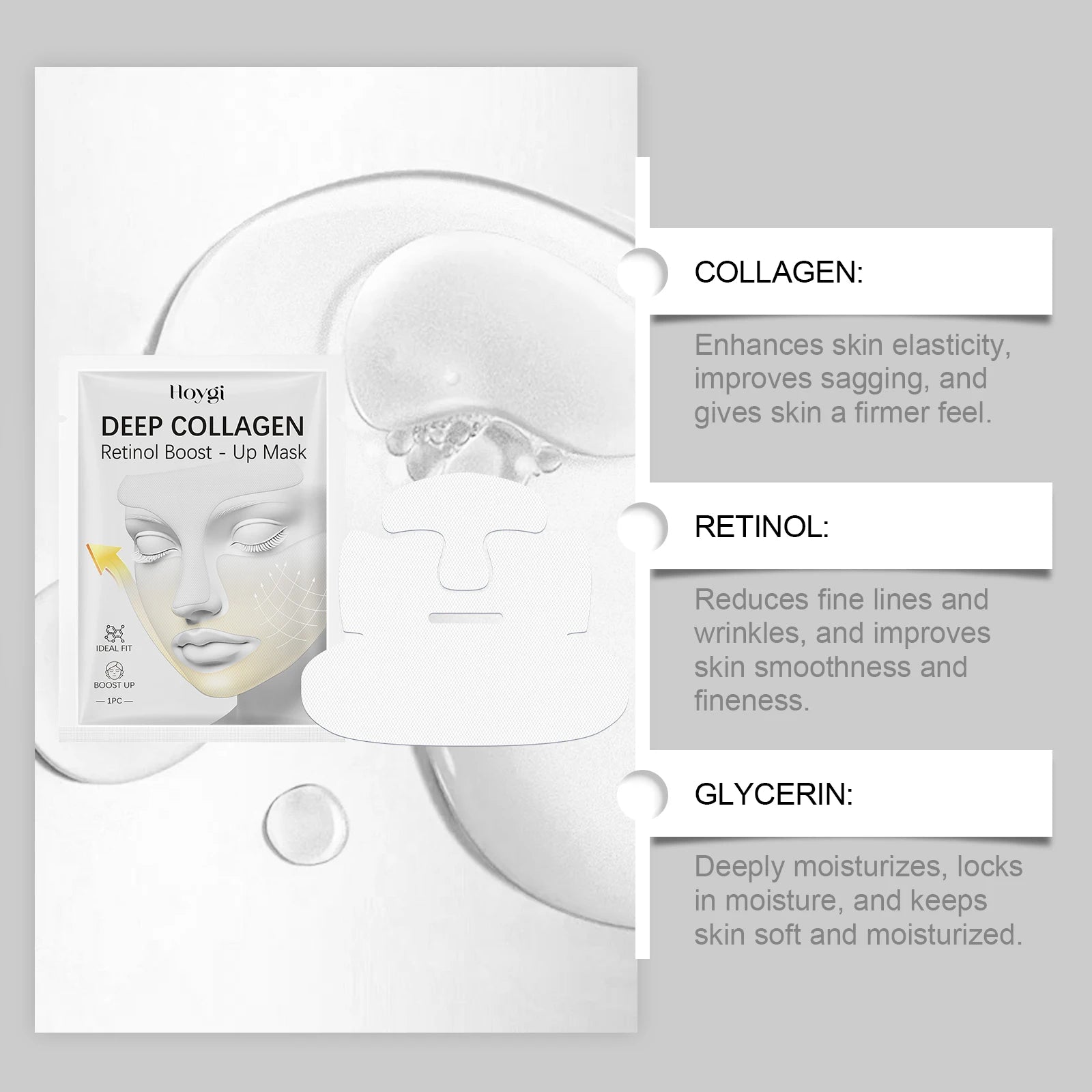 Collagen & Retinol Face Mask – Firming, Anti-Aging Hydrogel Collagen Face Mask Oasis Select