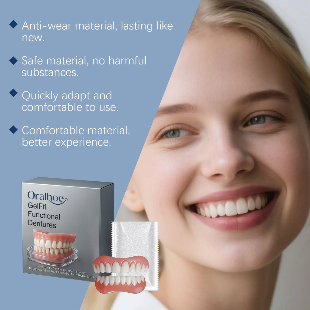 Denture Set Upper Lower Veneers Enhance Denture Silicone Kit Smile Aesthetics Natural Comfortable Fake Tooth Oral Hygiene Care Oasis Select
