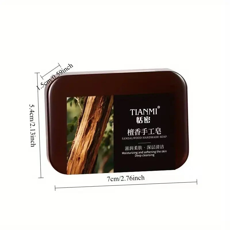 2PCS Sandalwood Handmade Soap, Rich in Sandalwood Extract and Glycerin, Deeply Cleanses, Removes Makeup, Father's Day Oasis Select