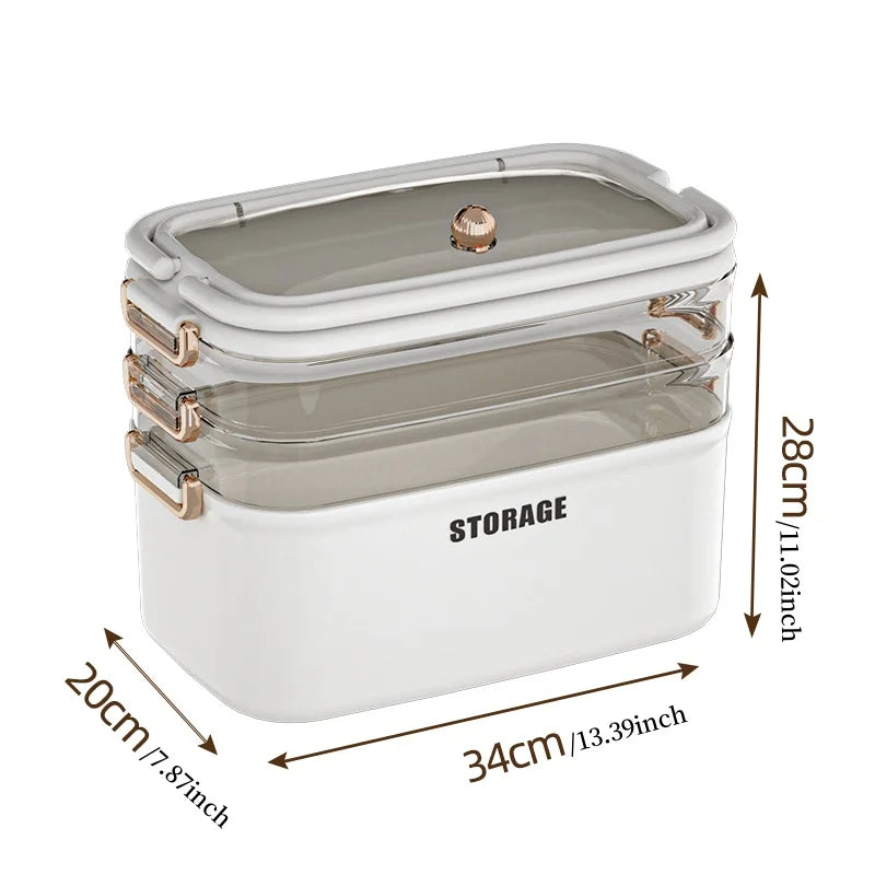 Saim First Aid Organizer Box Medical Box Transparent 3-Tier Fold Tray with Removable Pill Case Portable Lockable First Aid Conta Oasis Select 3Layer whiteM