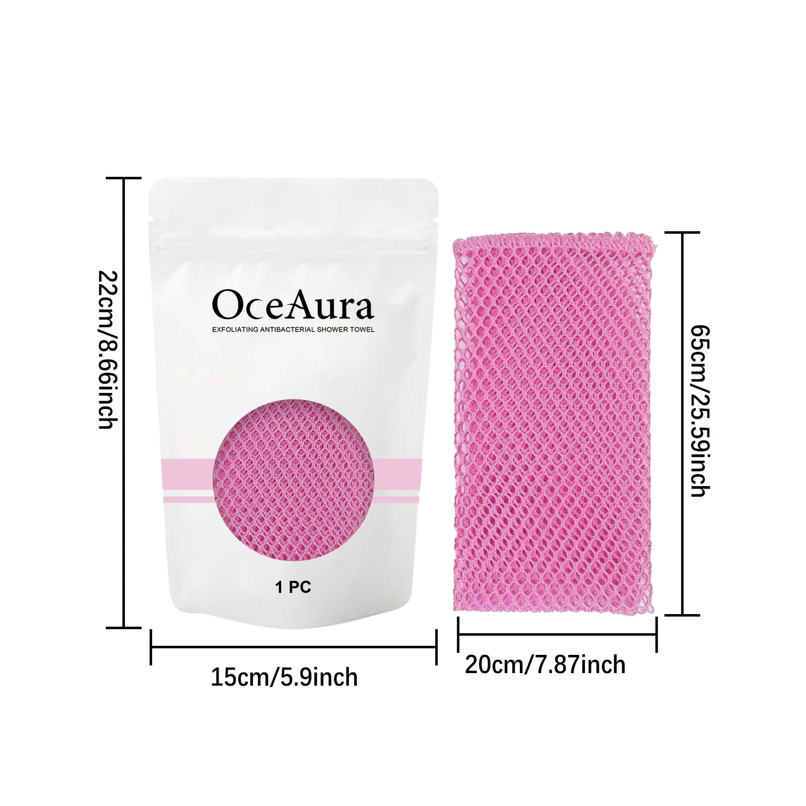 Back Scrubbing Towel Durable Exfoliating Body Towel Cleansing Skin Polishing Cloth Oil Control Dirt Removal Bath Accessories Oasis Select TypeA Pink Color