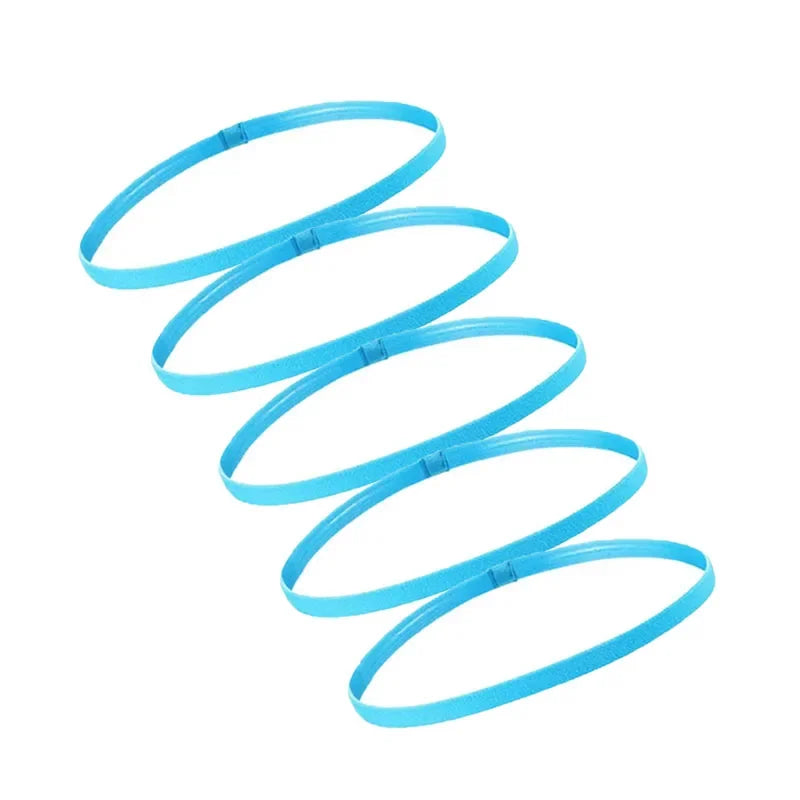 5/10pcs Sweat Absorbing Moisture Non-Slip Sports Hair Band Running Mountaineering Badminton Multifunctional Elastic Hair Band Oasis Select blue-5pcs