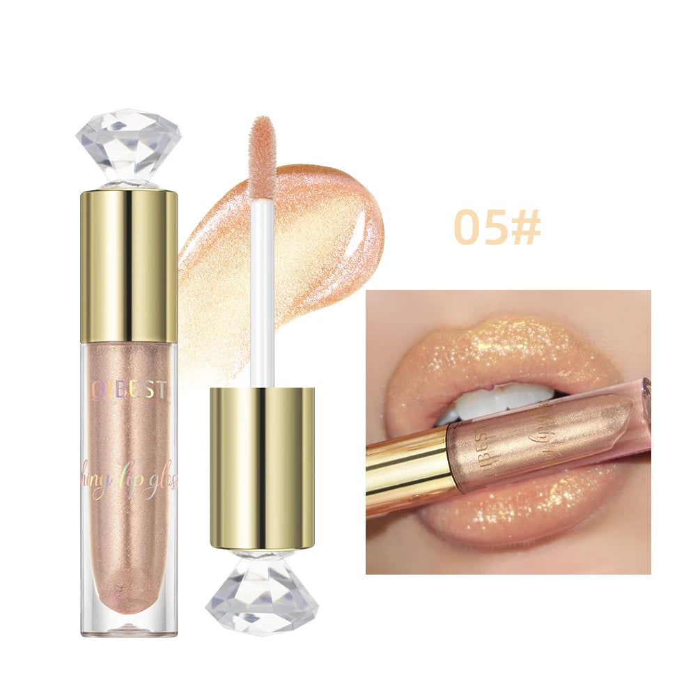 QIBEST Glitter Lip Gloss – Diamond Metallic Pearlescent Glaze