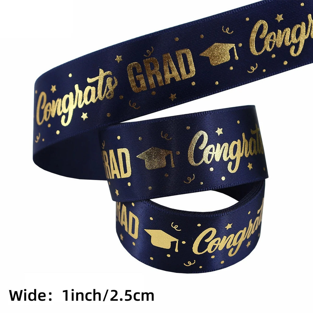 1 Roll，5 Yards Graduation Gift Packaging Ribbon,Decoration Party DlY Bow Ribbon, Graduation Ceremony CampusParty Supplies Oasis Select DEEP BLUE