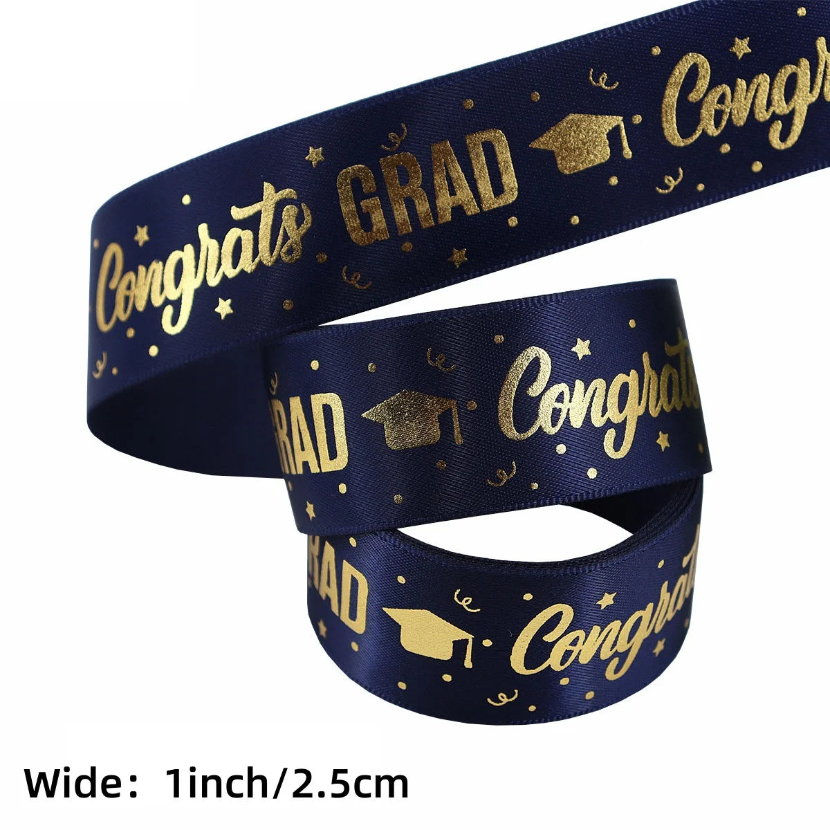 1 Roll，5 Yards Graduation Gift Packaging Ribbon,Decoration Party DlY Bow Ribbon, Graduation Ceremony CampusParty Supplies Oasis Select DEEP BLUE