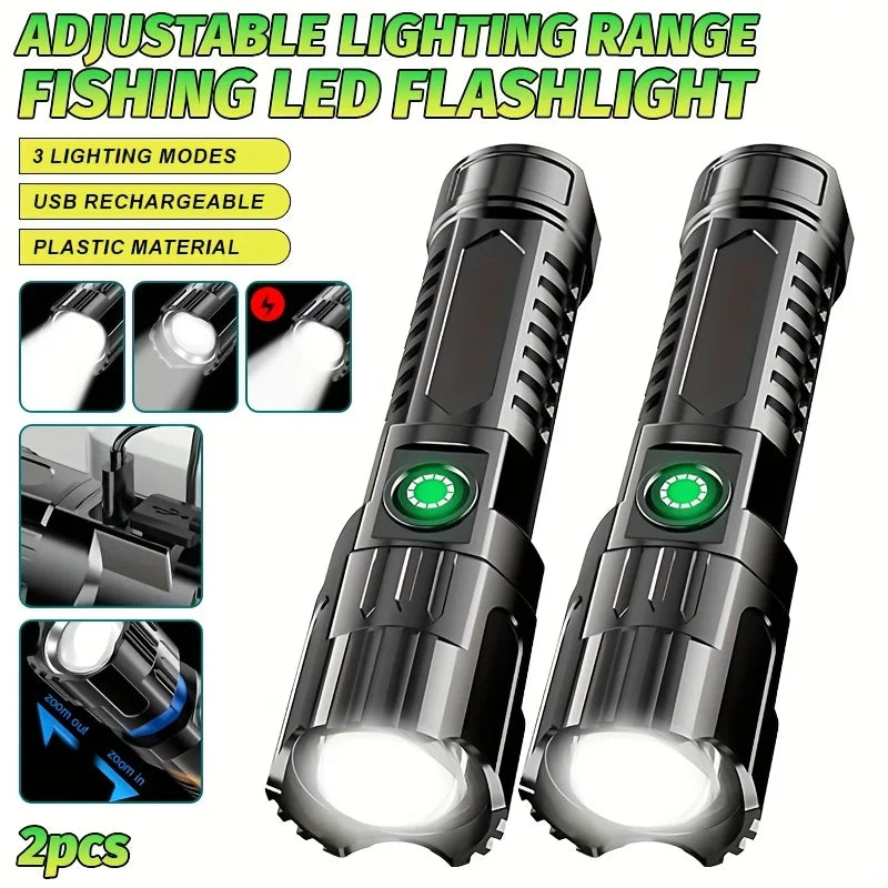 High Strong Power Led Flashlights 1000LM Tactical Torch with Display Light Rechargeable Camping Fishing Emergency Zoom Lantern Oasis Select