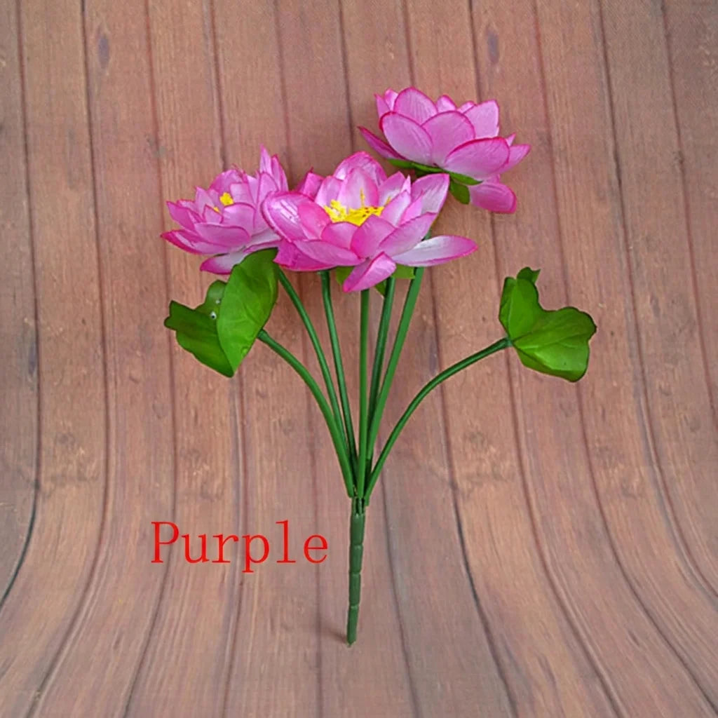 Artificial Silk Lotus Flower Stem – 7-Head Décor & Photo Prop
