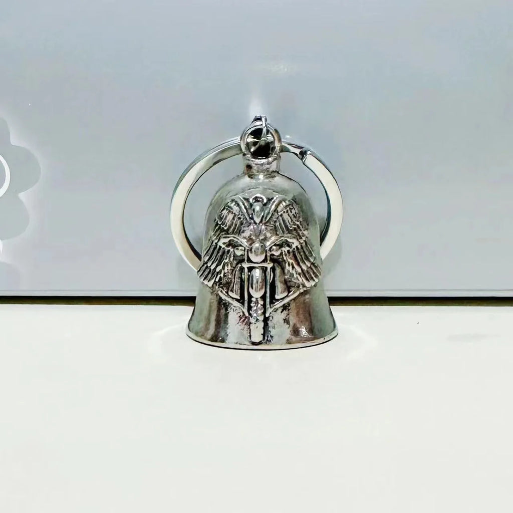 Fashionable Angel Wings Motorcycle Bell Pendant Keychain Punk Rock Men's Riding Party Amulet Exorcism Jewelry Oasis Select