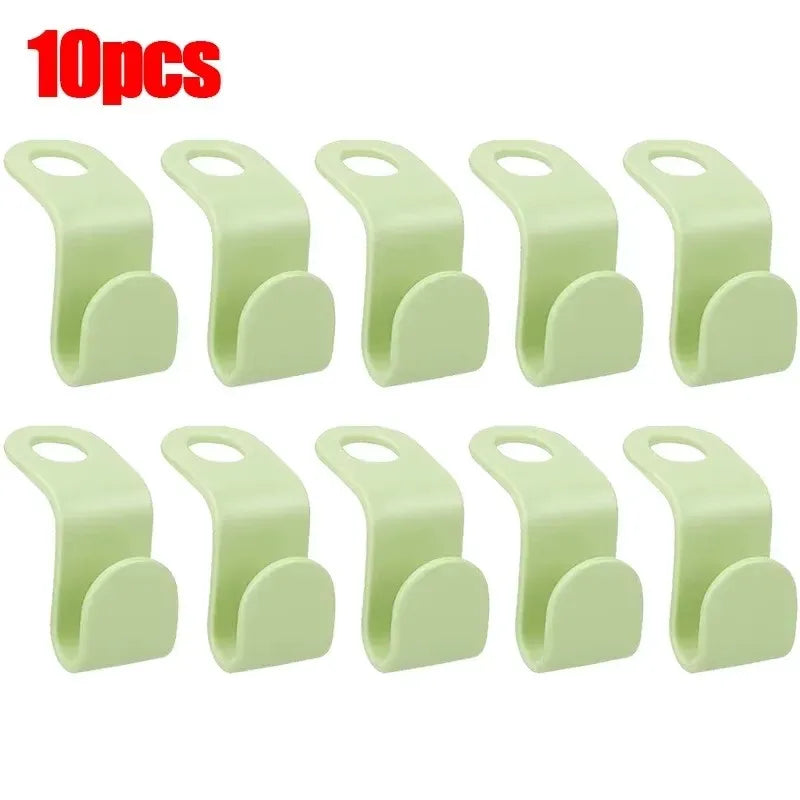 10-50pc Multi Functional Wardrobe Hanger Hook, Hat Hook, Plastic Wardrobe Stacking Hanger, Bedroom Storage Wardrobe Storage Rack Oasis Select 10pcs-green
