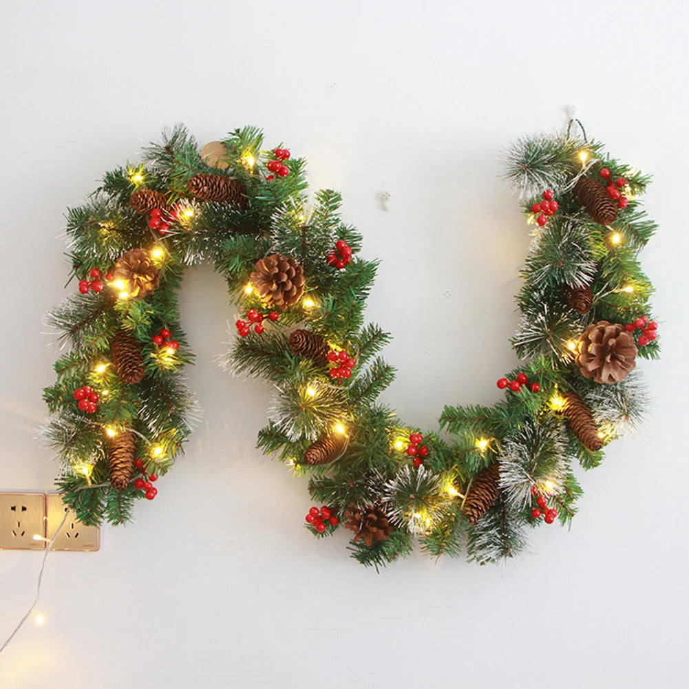 Christmas Red Berry Garland 180cm/270cm | Festive Rattan Decor