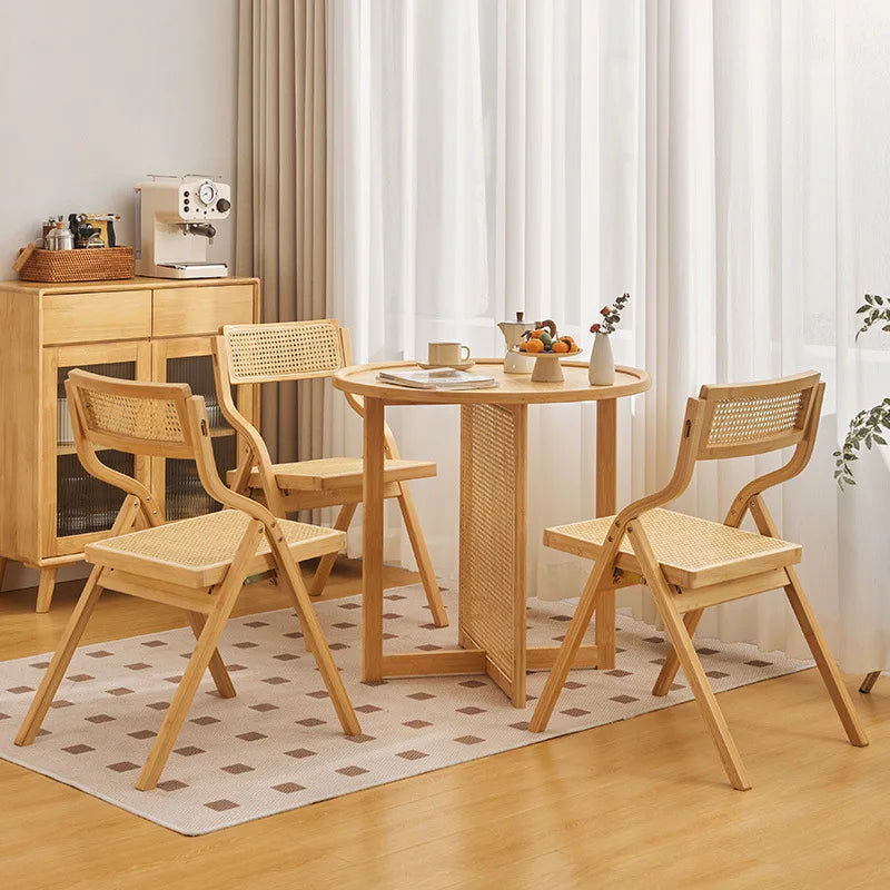 Japanese rattan dining table and chair small round table household balcony South East Asia bed and breakfast tea table log wind Oasis Select