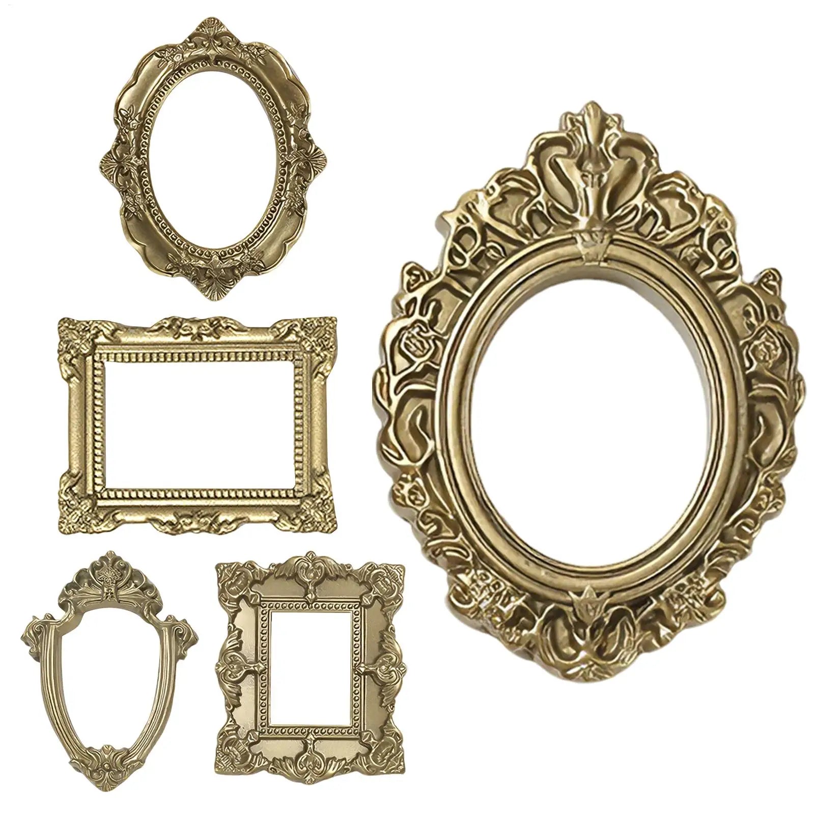 Mini Antique Picture Frames 5 Pieces Small Antique Resin Photography Decor Galley Wall Christmas Picture Display for Photography Oasis Select
