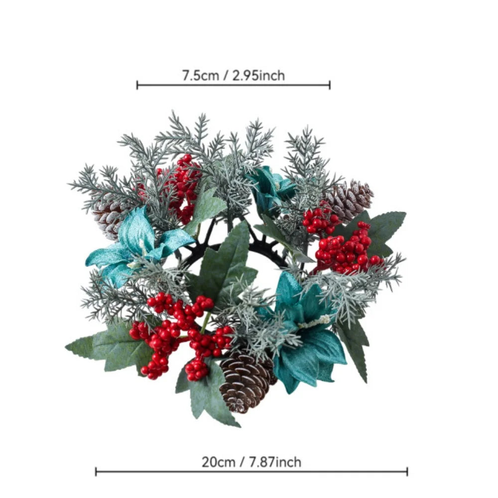 Christmas Candle Rings Table Decoration Christmas Wreath Candle Holder Ring Red Berries Table Centerpieces Candle Wreath Oasis Select Style 3