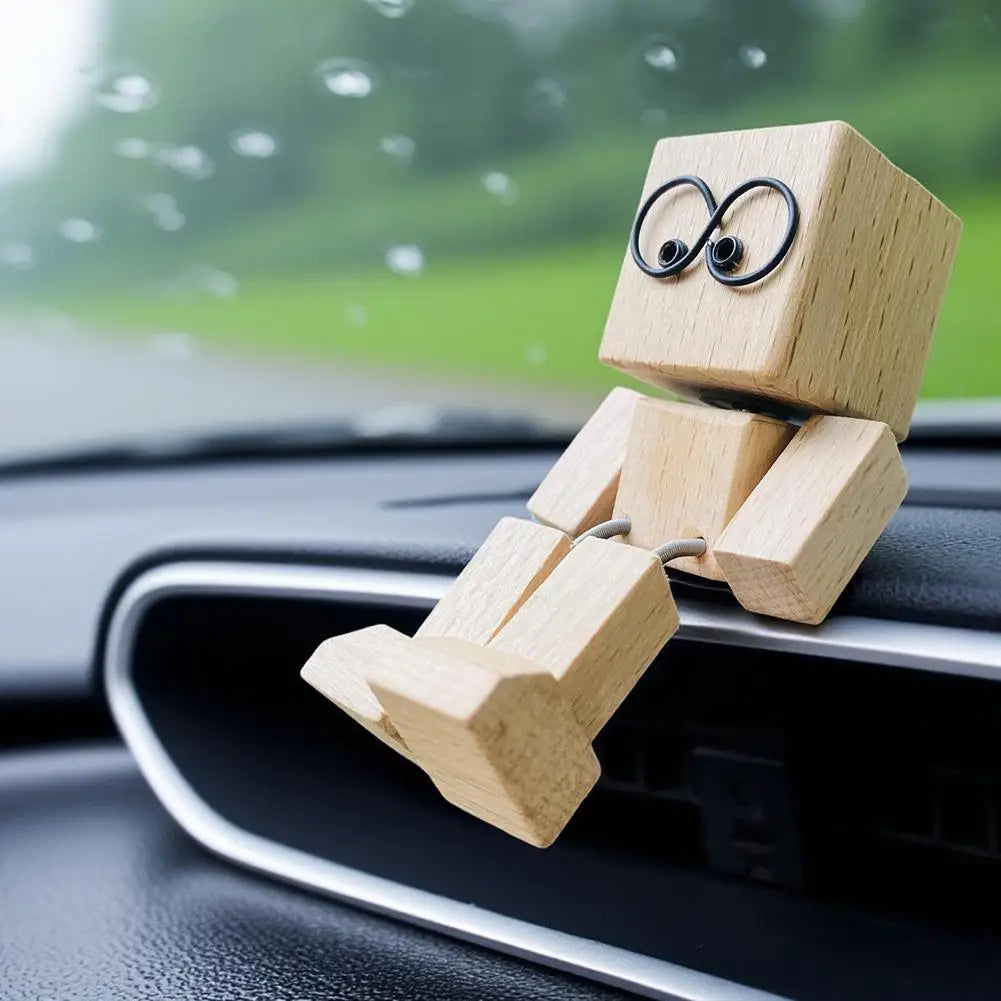 Wooden Leg-Shaking Car Dashboard Figurine & Aromatherapy Decor