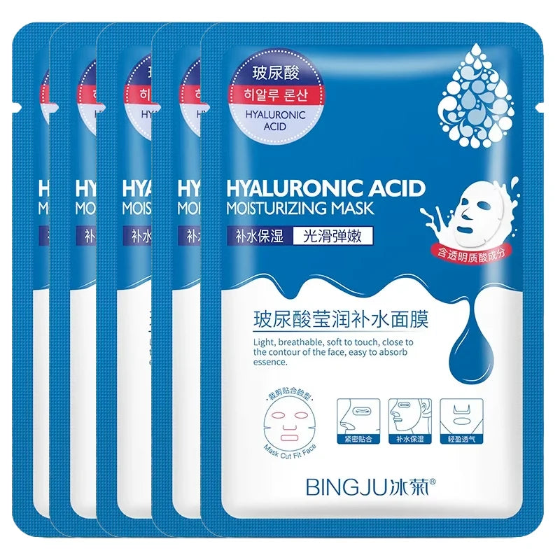 5-Pack Hyaluronic Acid Sheet Masks – Hydration & Pore Care