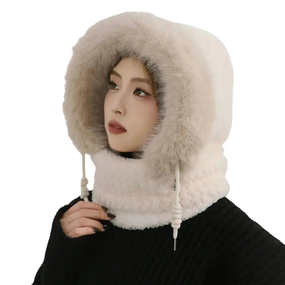 Winter Plush Hood Hat with Scarf & Ear Cover – Windproof