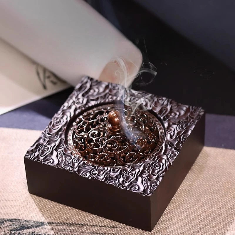 Retro Ebony Wood Incense Burner Indoor Solid Wood Aromatherapy Natural Original Wood Creative Incense Burner Oasis Select