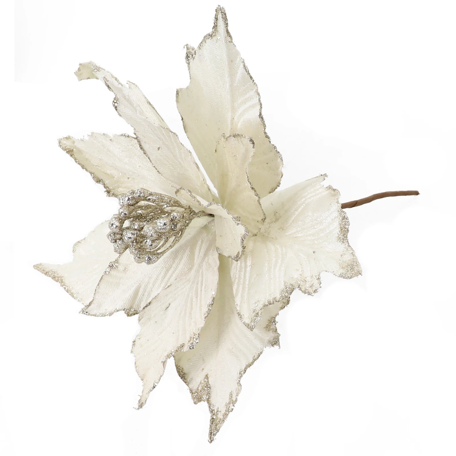 28cm Artificial Flower Simulation Christmas Poinsettia Fake Glitter Flower Hanging Xmas Tree Pendant Ornament Party Home Decor Oasis Select