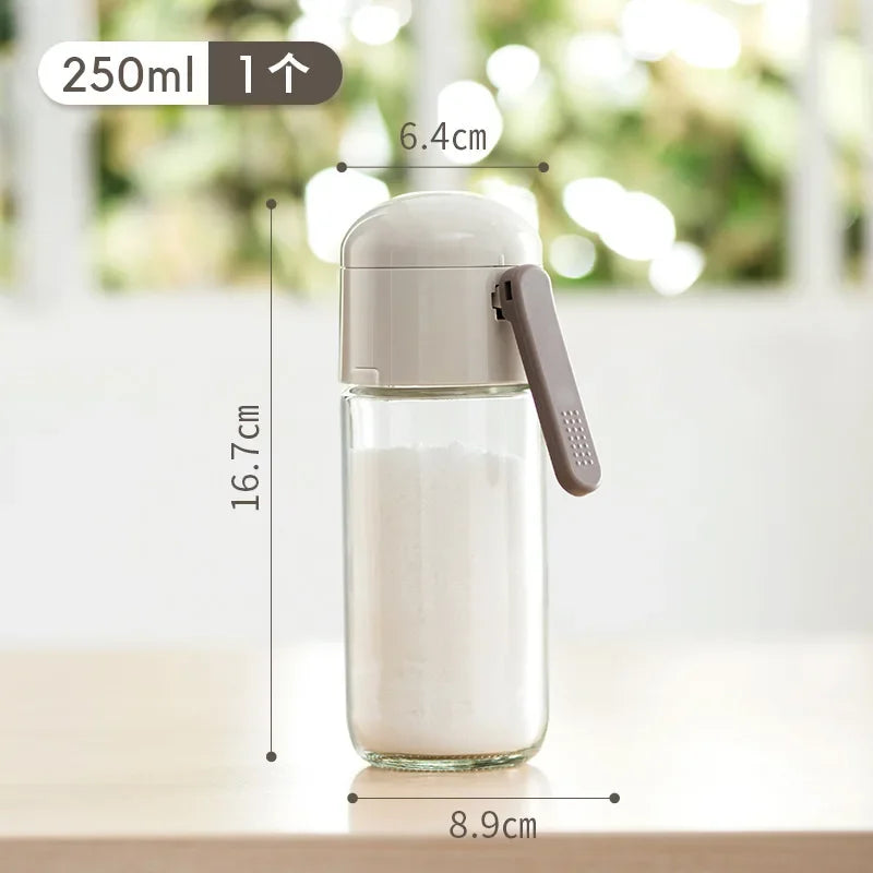 Kitchen Cooking Salt and Pepper Shakers Quantitative Glass Seasoning Bottle Each Press 0.5g Metering Household Salt Jar Oasis Select 250ml