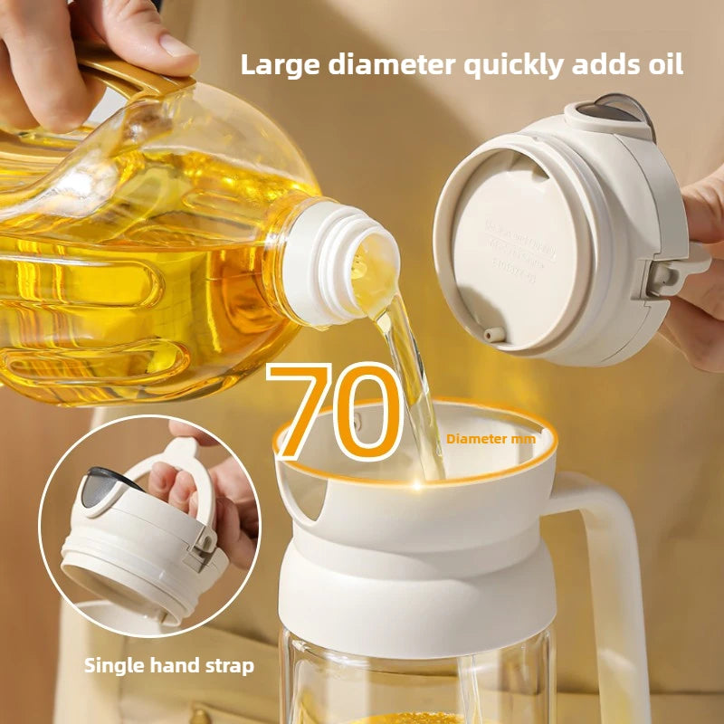 Gravity Oil Pot Automatic Opening and Closing Oil Bottle Household Kitchen Oil-free High Borosilicate Glass Seasoning Bottle Oasis Select