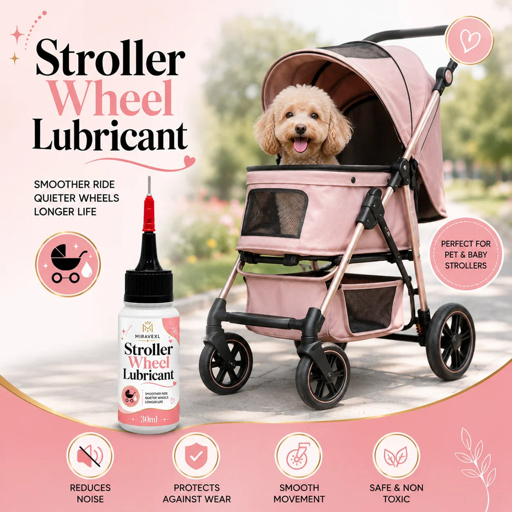MIRAVEXL Stroller Wheel Lubricant 30ml for Smooth Quiet Ride, Baby & Pet Strollers, ReducesFriction, Extends Wheel Life Oasis Select