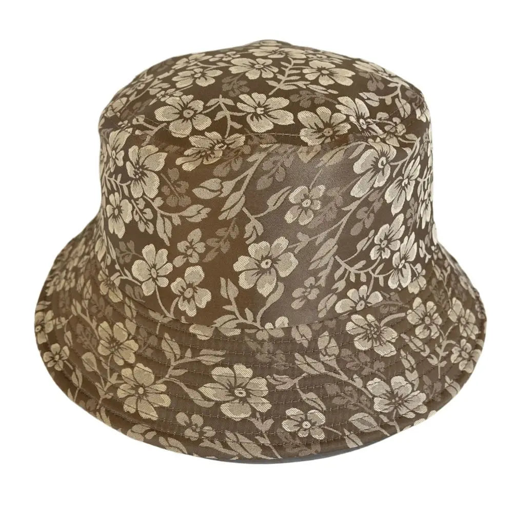 Elegant Floral Print Women Bucket Hat Rhinestone Decor Breathable Floral Print Fisherman Hat Sunscreen Protection Comfortable Oasis Select