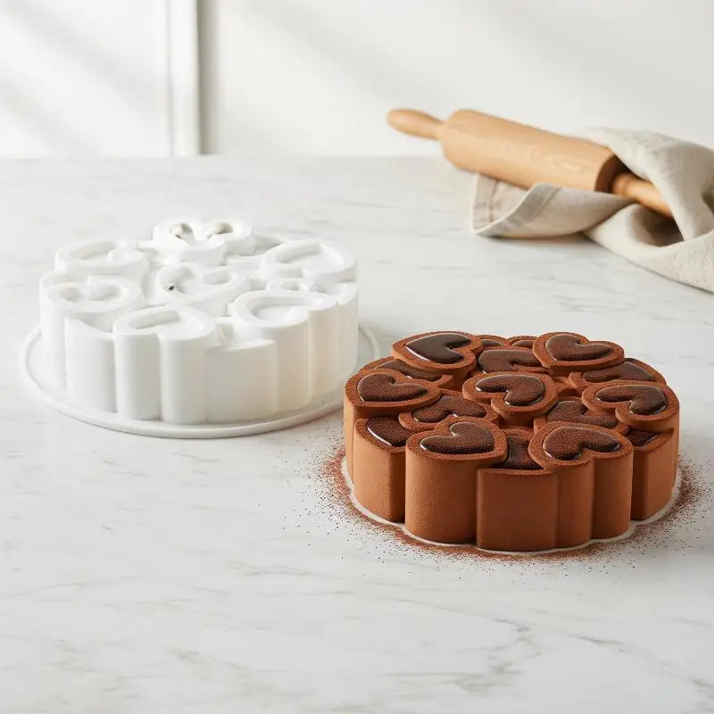 1pc Splicing Heart-Shaped Design Silicone Cake Mold Rose Chocolate Mold Valentine's Day Mousse Cake Mold Dessert Baking Tools Oasis Select