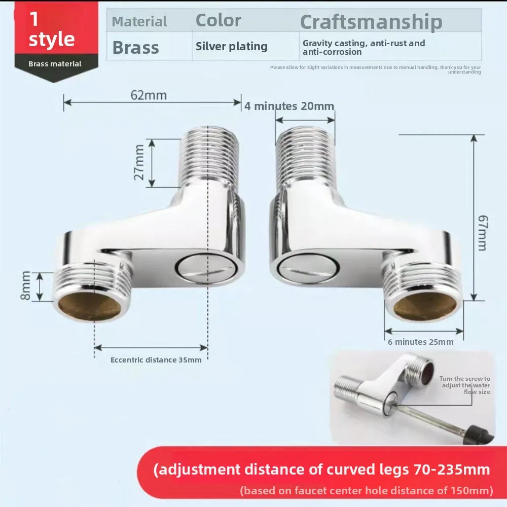Width Adjustable Angle Valve Replacement Shower Faucet Adapter Part Stainless steel Wall Mounted Bathroom Accessories 2Pcs/Set Oasis Select a pair of I
