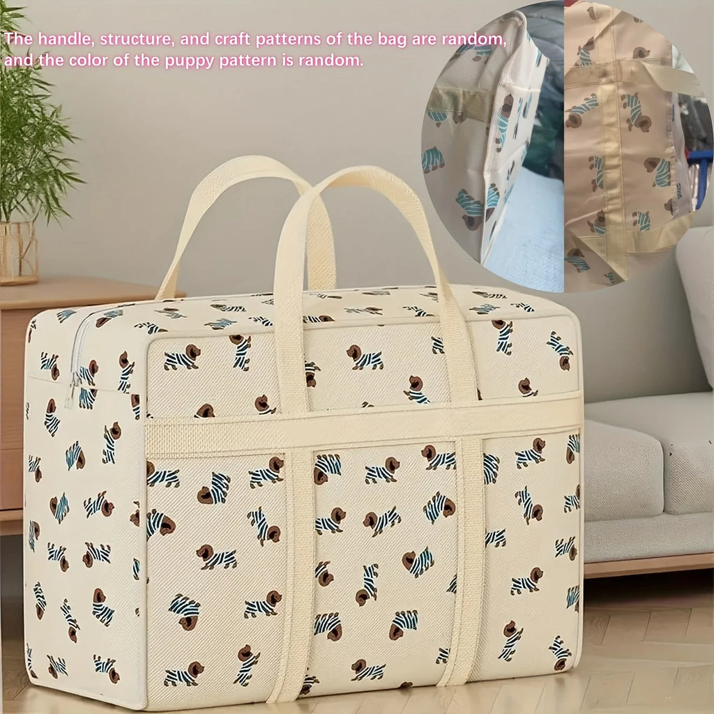 1pc Foldable Luggage Organizer Bag with Cute Puppy Pattern,Large Capacity Space-Saving Travel Storage Bag,Durable Polyester bag Oasis Select