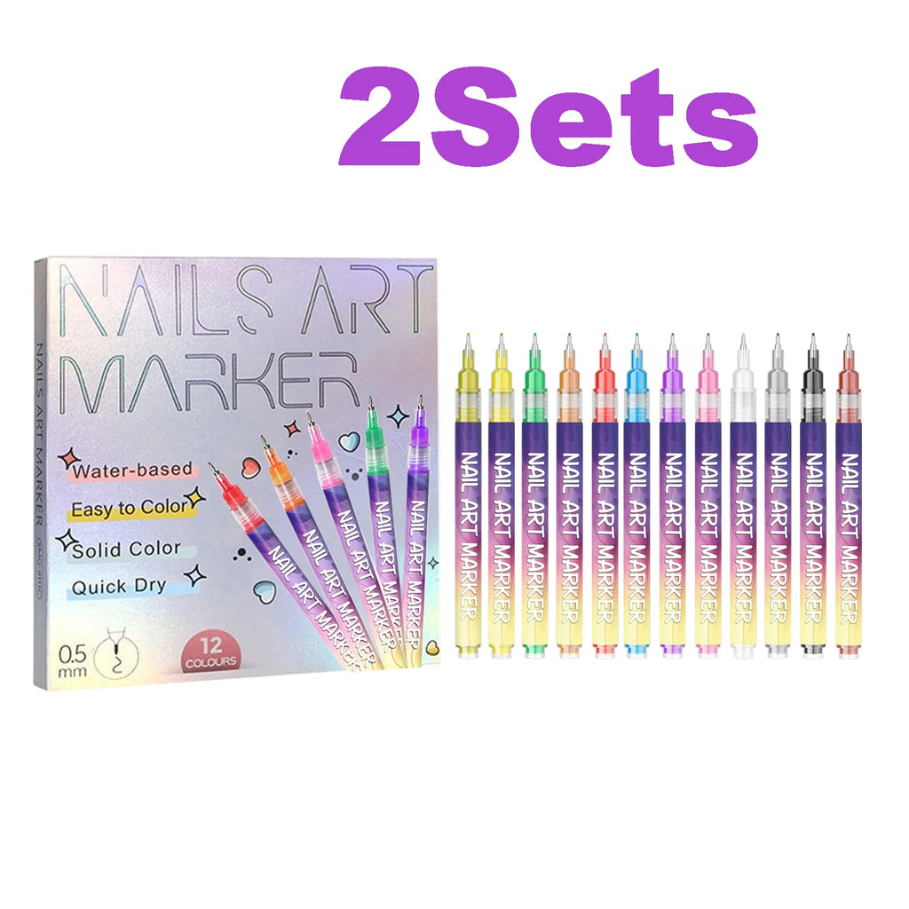 12pcs/Set Nail Art Graffiti Pen DIY Nail Art Painting Pens Abstract Lines Fine Design Multi-Color Drawing Nail Painting Tools Oasis Select 2 Sets