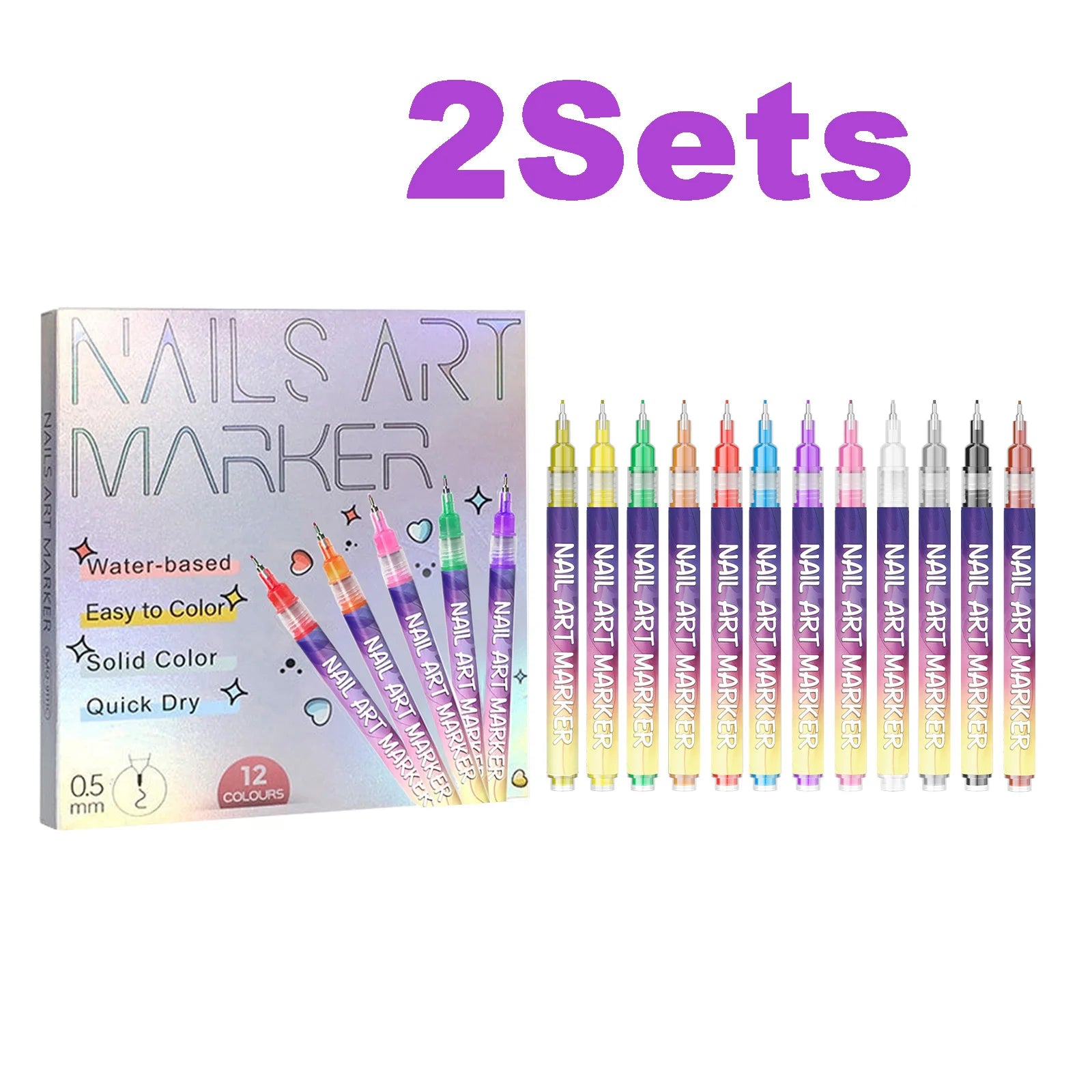 12pcs/Set Nail Art Graffiti Pen DIY Nail Art Painting Pens Abstract Lines Fine Design Multi-Color Drawing Nail Painting Tools Oasis Select 2 Sets
