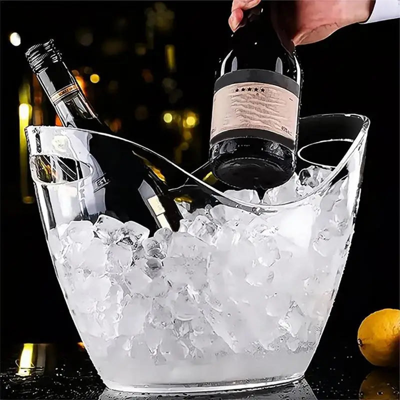 Clear Ice Bucket Beverage Tub with 2 Scoops Handle Cooling Large Ice Bucket for Wine Champagne Bar Supplies for Family reunion Oasis Select