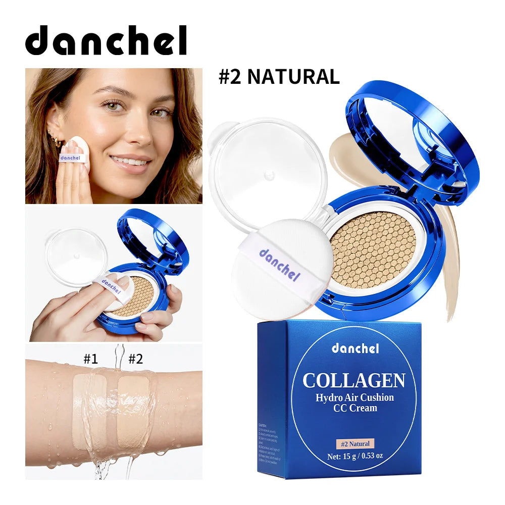 Collagen Air Cushion CC Cream Long-Lasting Hydration Buildable Coverage Foundation Natural Light Brightening Effect Face Makeup Oasis Select