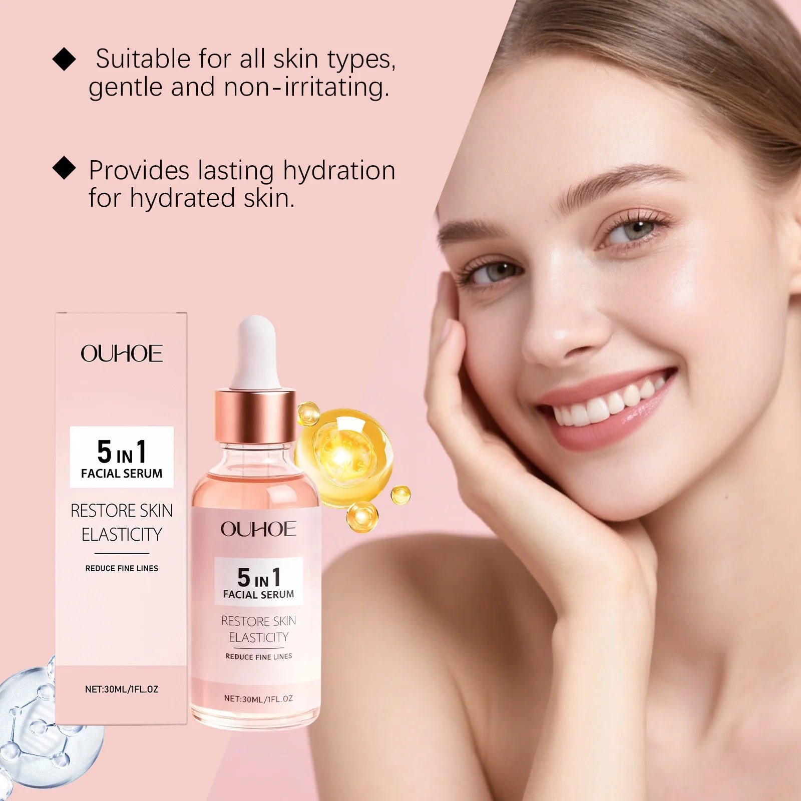 Antioxidant 5-in-1 Facial Serum Fades Dark Spots and Dullness Brightens Skin Tone Tightens pores Nourishes and Moisturizes Oasis Select