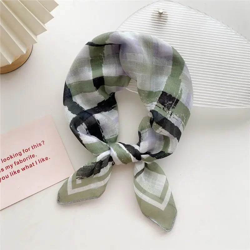 58cm Cotton Linen Handkerchief Print Square Neck Scarf Women Small Shawls Hair Scarfs Female Bag Scarves Head Scarf Oasis Select 19