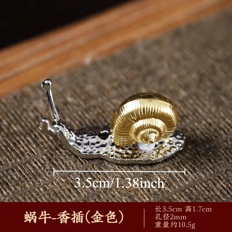 Long Leafs Censer Incense Support Rods Holder Ash Catcher Incense Sticks Stand Meditation Room Yoga Insence Burners Accessories Oasis Select Golden Snail