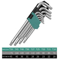 9Pcs Torx Star Wrench Kit Extended Allen Keys L-Type Hexagon Spanner Plum Blossom Dual End Screwdriver Hex Tool Set Oasis Select Medium Long