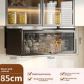 Kitchen multi-functional wall-mounted hanging cabinet seasoning rack upturned locker household dust with door storage rack Oasis Select Black-85