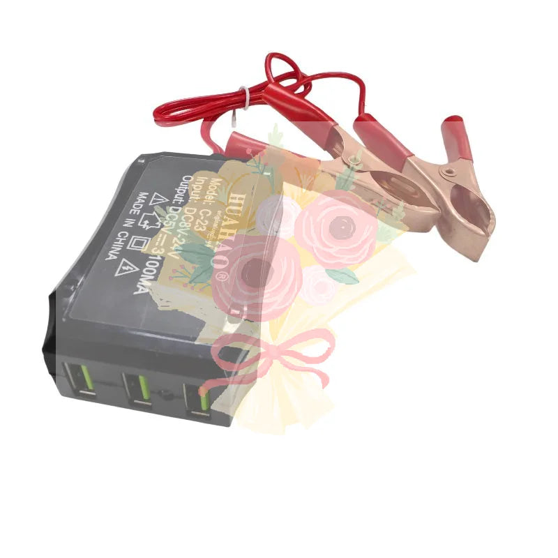 Battery Clip Charger 3 USB Ports 12V 24V Input to 5V Output Universal Charger for Cellphone Tablet Camping Oasis Select Default Title