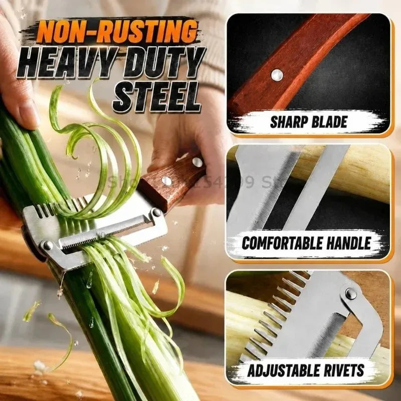 2026 New Paring Knife Ergonomic Wood Handle Knife Stainless Steel Vegetable Peeler with Wooden Handle 2-in-1 Fruit Potato Peeler Oasis Select
