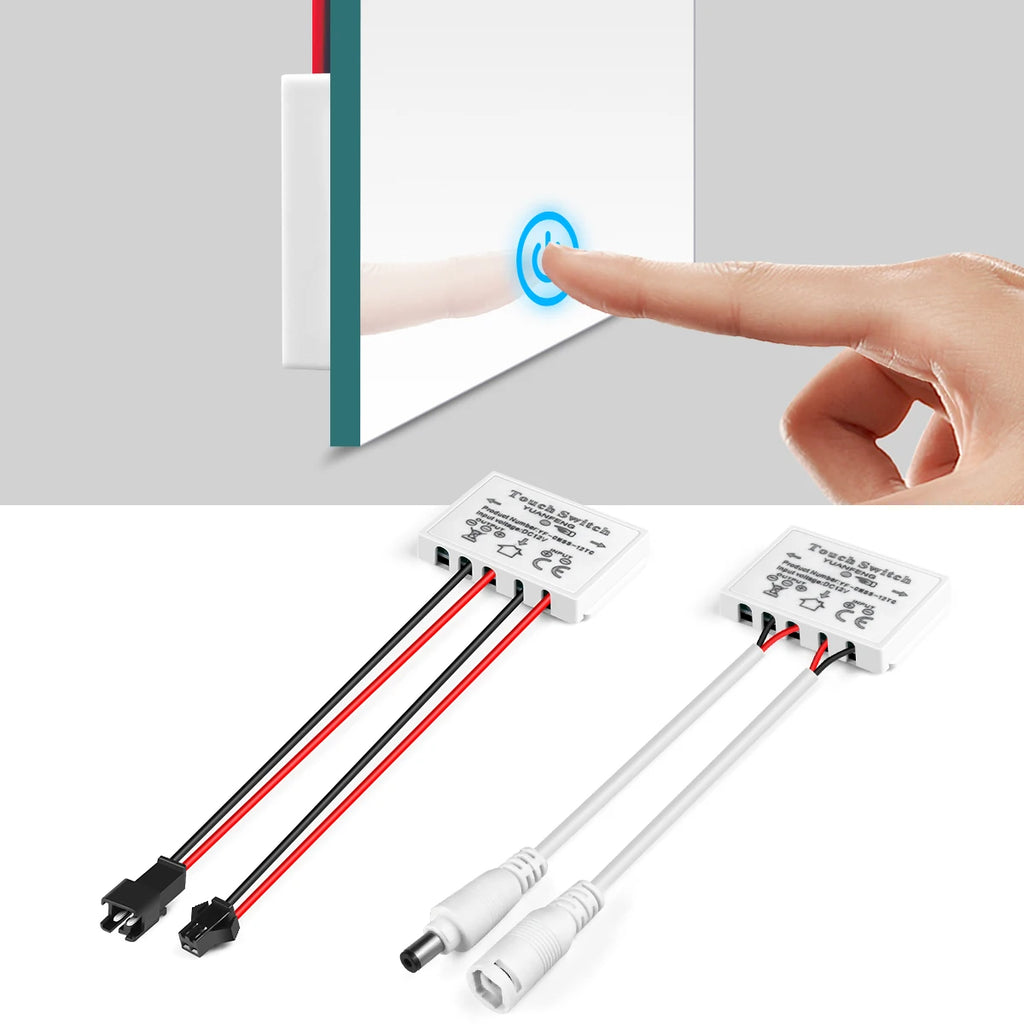 12V 5A Bathroom Mirror LED Dimmer Switch Capacitive CCT Adjustable Touch Sensor for Mirror Lights Backlight Decoration Oasis Select