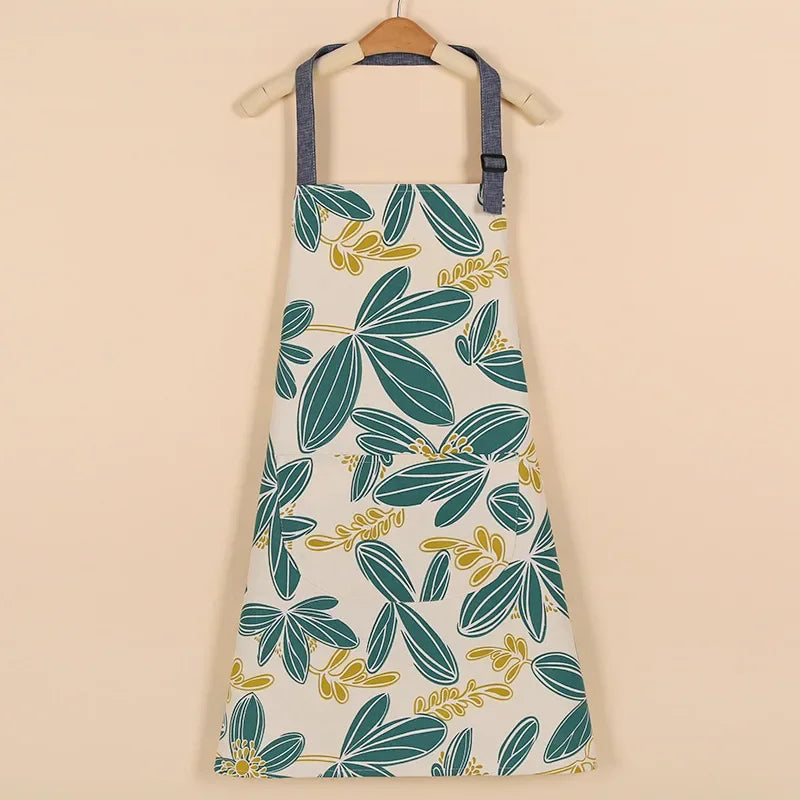 1PC Aprons Fashion Cotton Fabric Waterproof Thickened Dirt Resistant Kitchen Apron and Home Work Clothes Gardening Work Clothing Oasis Select M OneSize