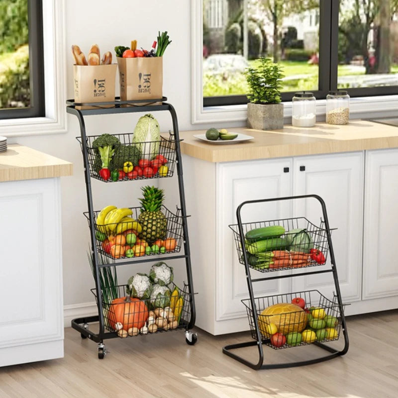 Kitchen vegetable basket rack floor-to-ceiling household fruit and vegetable storage rack multi-functional multi-layer storage Oasis Select