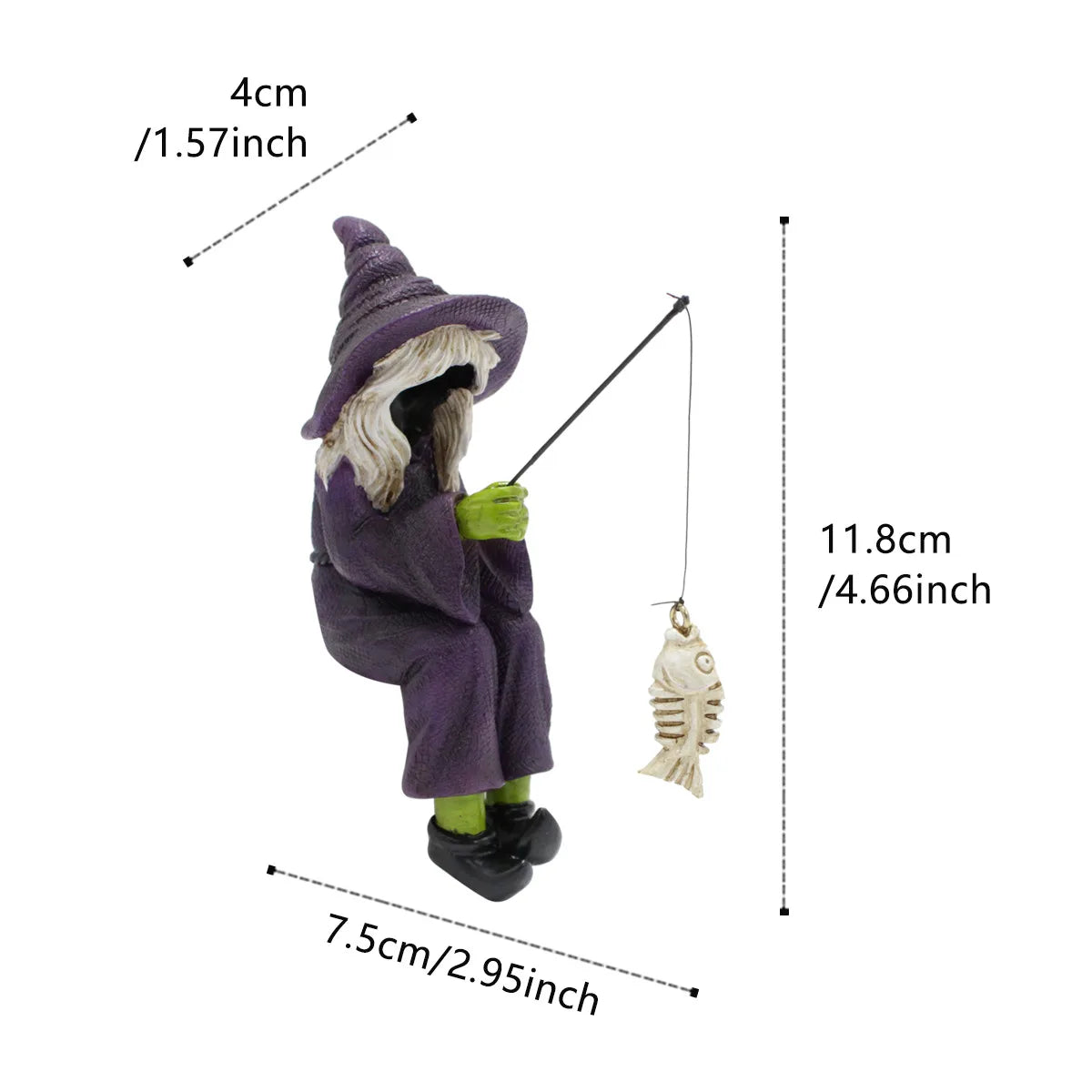 Halloween and Ghost Festival Fishing Witch Resin Handicraft Display Fishing Fish Tank Display Decoration Oasis Select Fishing witch